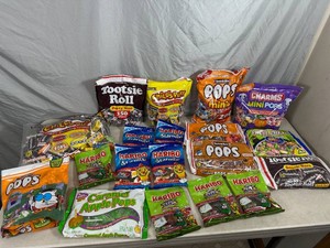 Assorted Candy, Tootsie Pops, Haribo Gummy Candy, Dots, Caramel Apple Pops, Fruit Chews, and More.