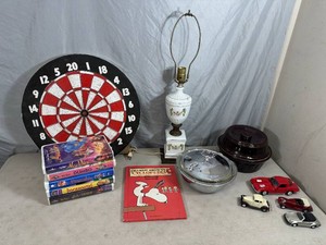 Vintage Lamp, Vintage Dartboard, Old Toys and More
