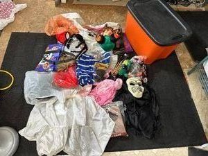 Tote w Lid FULL of Halloween including Vintage