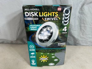 New 4 Pack of Solar Garden Disk Lights