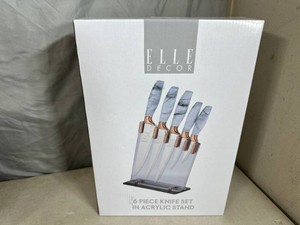 New Elle Decor 6 pc Knife Set in Acrylic Stand