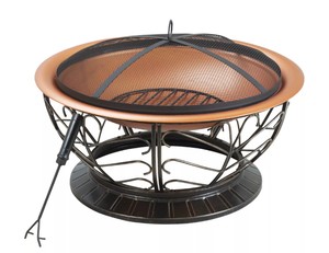 Brand New Outdoor Expressions 30 In. Coppertone Round Steel Fire Pit