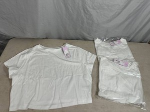 3 New Ladies Crew Neck Crop Top T-Shirts - Size 1X