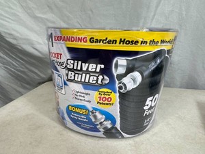 New 50 ft Pocket Hose Silver Bullet Expandable Hose