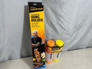 New Guy Fieri Flavortown BBQ Wing Holder and Sauce Bottles