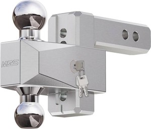 $150 MZS Adjustable Trailer Hitch - Fits 2 Inch Receiver Hitch - 4-Inch Adjustable Drop Hitch - Heavy Duty Aluminum Tow Hitch for Truck(12,500 LBS GTW) Chrome