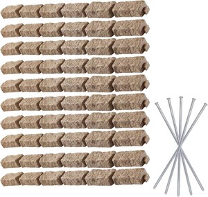 $240 Beuta Landscape Edging  Garden Edging Border  Polyrock Bricks for Lawn edging, Flower beds, Pathways & Yard Edging  10 Packs  Each Section Has 6 Bricks 48L x 4W x 2.25H  30 Spikes Sandstone