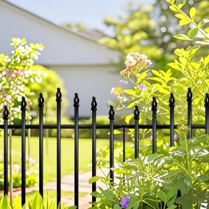 Thealyn Metal Garden Fence Panels 26 H x 24 W (6 Panels, 10 Ft Total) No Digging Decorative Garden Border Fence, Rust-Resistant Black Landscape Edging for Flower Beds, Yard, Patio