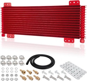 LPD47391 40k Transmission Oil Cooler, Heavy Duty 40,000 GVW Max, Low Pressure Drop, Compatible with Tru-Cool,Includes Mounting Hardware-Ideal for Heavy Vehicles,40,000 GVW transmission cooler (red)