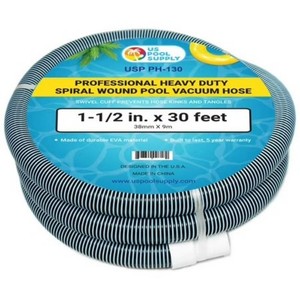 U.S. Pool Supply 1-12 x 30 Foot Professional Heavy Duty Spiral Wound Swimming Pool Vacuum Hose with Swivel Cuff