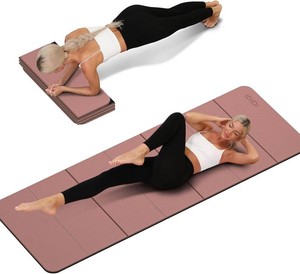 Foldable Yoga Mat Extra Thick 0.32 Inches(8mm)  SGS-certified, odorless POE. Non-slip surface & no curling edges. Great for yoga, Pilates & home gym.