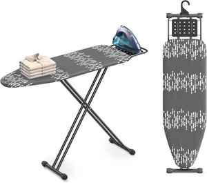 Full Size Ironing Board 54 x 13 in, Foldable with Iron Rest & Thick Pad Dark Gray