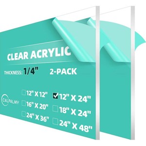 CALPALMY (Pack of 2) 12 x 24 Inch Clear Acrylic Sheets 14 Thick Plexiglass Use for Craft Projects, Signs, Display Cases, Sneeze Guard and More Cut with Cricut, Engraver, Power Saw or Hand Tools