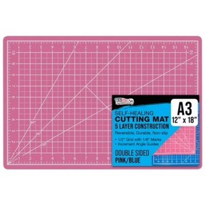 U.S. Art Supply 9 x 12 Self-Healing Cutting Mat 5-Ply - Double-Sided PinkBlue Craft Mat, Non-Slip Cutting Mats for Crafts, Sewing, Quilting, Scrapbooking