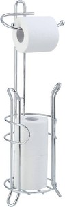 SunnyPoint Freestanding Toilet Paper Holder with Storage   Holds 3 Spare Rolls, Heavy-Duty Steel, Chrome Finish, Easy Assembly, Space-Saving Bathroom Organizer