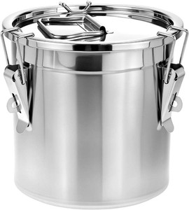QWORK Food Storage Canisters, 6L1.6Gal 304 Stainless Steel Flour Rice Cereal Storage Container with Anti-Leak Seal