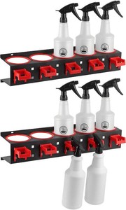 MOLIGOU 2 Pcs Spray Bottle Storage Rack, Wall Mount Bottle Organizer Car Detailing, Steel Spray Bottle Holder