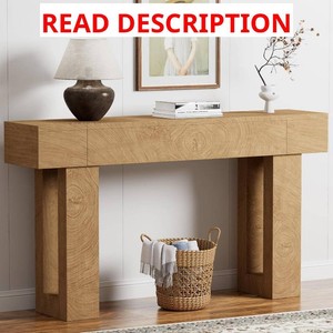 $128 63 Inch Long Console Table, Narrow Rectangular Sofa Table Behind The Couch, Farmhouse Entryway Table for Entrance, Hallway, Living Room (Natural)