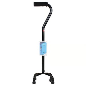 Carex Health Brands Black Offset Quad Cane AluminumPlastic 37 in. H X 6 in. L