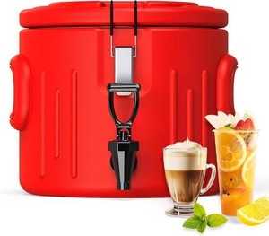 Insulated Beverage Dispenser 2 Gallon, Hot Drink Dispenser with 304 Stainless Steel Interior & Spout, Hot Water Dispenser for Parties, Portable Outdoors Water Cooler Jug for Camping, NEW, N4