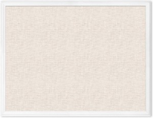 U Brands Farmhouse Linen Bulletin Board, 40 x 30, White Wood Style Frame, Industrial Grade Pinning Surface