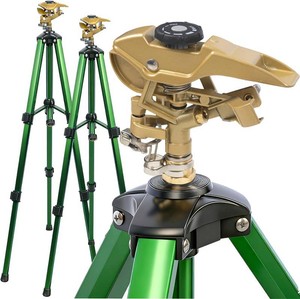 Hourleey 2 Pack Impact Sprinkler on Tripod, Rotating Water Sprinklers for Yard Lawn and Garden, Heavy Duty 360 Degree Irrigation Sprinkler with Zinc Head and 34 Connector for Outdoor