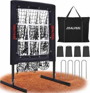 ZEALFEEL Baseball Pitching Net, 9 Hole Pitching Target Net with Strike Zone, 5 Height Adjustable Throwing Trainer, Heavy Duty Baseball Softball Net with Carry Bag for Solo Practice