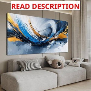 $100 Canvas Oversized Wall Art Decor Modern Abstract Aesthetics Wall Art For Living Room Decorations Artwork For Walls Gold And Blue Abstract Art Wall Decorations For Bedroom Office Wall Decor 29 58 Inch