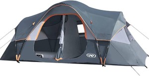 $150 UNP Camping Tent 10-Person-Family Tents, Parties, Music Festival Tent, Big, Easy Up, 5 Large Mesh Windows, Double Layer, 2 Room, Waterproof, Weather Resistant, 18ft x 9ft x78in