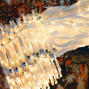 50 PCS Wedding Wands with Ribbons & Bells, Romantic Sparkle with Three Light Modes, Light up Wands for Wedding Send off, New Year, Birthday Party, Parties, and Celebrations