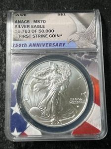 2026 AMERICAN SILVER EAGLE ANACS MS70