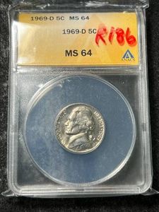 1969-D US JEFFERSON NICKEL ANACS MS64