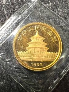 1986 CHINESE PANDA 120TH TROY OZ .999 FINE GOLD