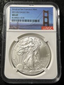 2011-S AMERICAN SILVER EAGLE NGC MS69