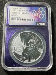 ONE TROY OZ .999 FINE SILVER 2025 GERMANIA ROUND NGC MS69