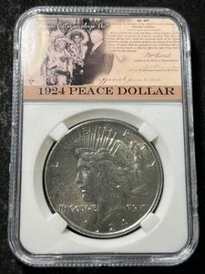1924 US PEACE SILVER DOLLAR SLABBED