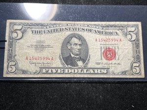 1963 RED SEAL $5 BILL