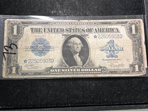 1923 US LARGE BLUE SEAL $1 SILVER CERTIFICATE STAR NOTE