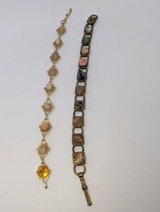 (2) Vintage 1960s Polished Stone Bracelets
