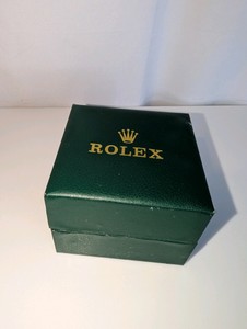 Vintage green leather Rolex presentation watch box, box only