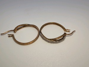 Vintage Rose Gold Plated 925 Sterling Silver CZ Hoop Earrings, 3.5grams