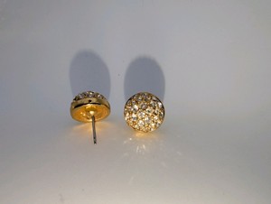Swarovski Vintage 18K gold-plated rhinestone stud earrings, domed, pav crystal