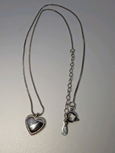 925 Sterling Silver Heart Pendant Necklace, 2.9grams