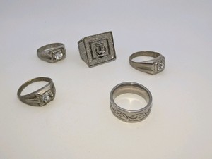 Vintage Mens Silver Tone Ring Lot- All nonmagnetic