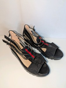 Black GG womens sandals, size 38- unauthenticated