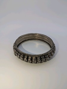 Sterling Silver Vintage Rattle Bangle Bracelet, Size 8.5, 28.7grams