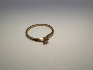 18k GE Gold Plated Solitaire Vintage Ring, Size 6.75, 1.0grams
