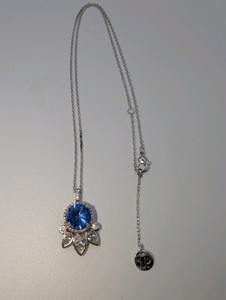 Bomb Party Rhodium Plated Lab Created Sapphire Necklace, 4.9grams