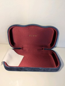Blue velvet Gucci sunglasses case with microfiber cloth