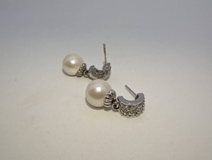 925 Sterling Silver Faux Pearl Drop Stud Earrings, 4.7grams